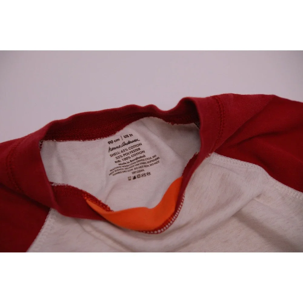 Hanna Andersson Kids Long Sleeve Baseball Tee Shirt Cotton Blend Red Orange‎ 3T